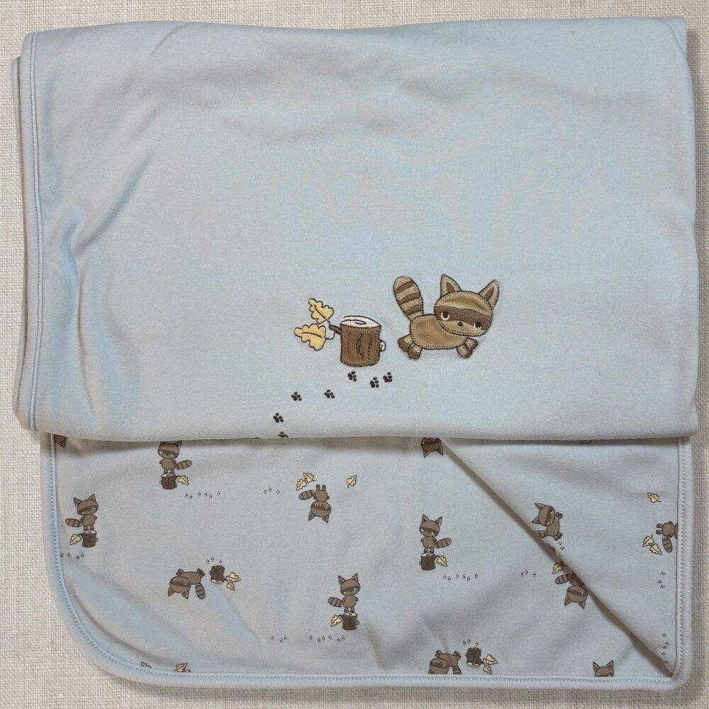 Gymboree Cozy Critters 2005 Raccoon Reversible Baby Blanket HTF Rare